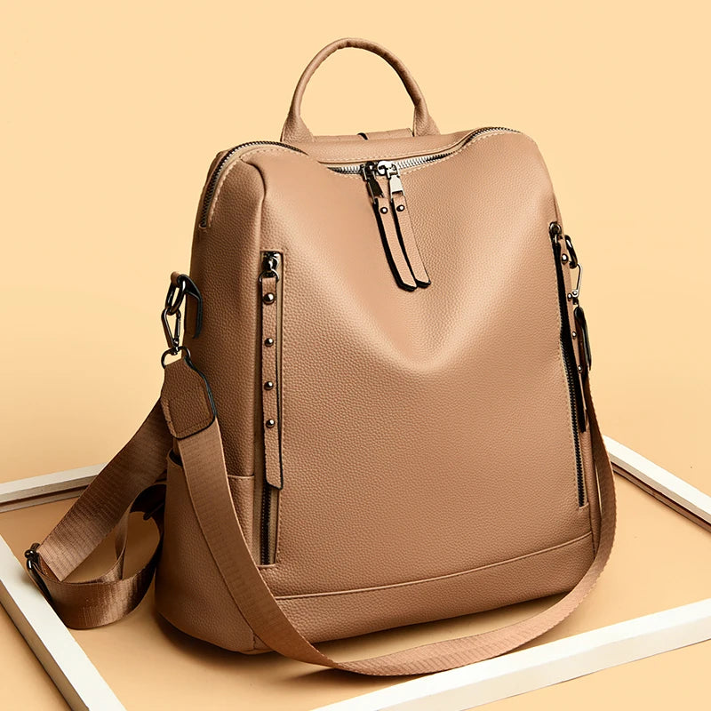 Mochila de Couro Macio Fashion