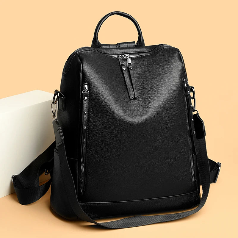 Mochila de Couro Macio Fashion